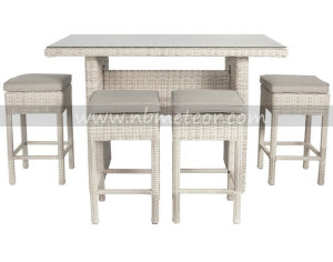 Hand Woven Garden Rattan Furniture Bar Set with Cushion for Outdoor
